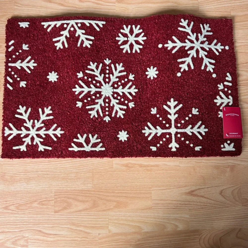 Wondershop Doormat 18x30 Red NWT Snowflake Coir Holiday 066067778